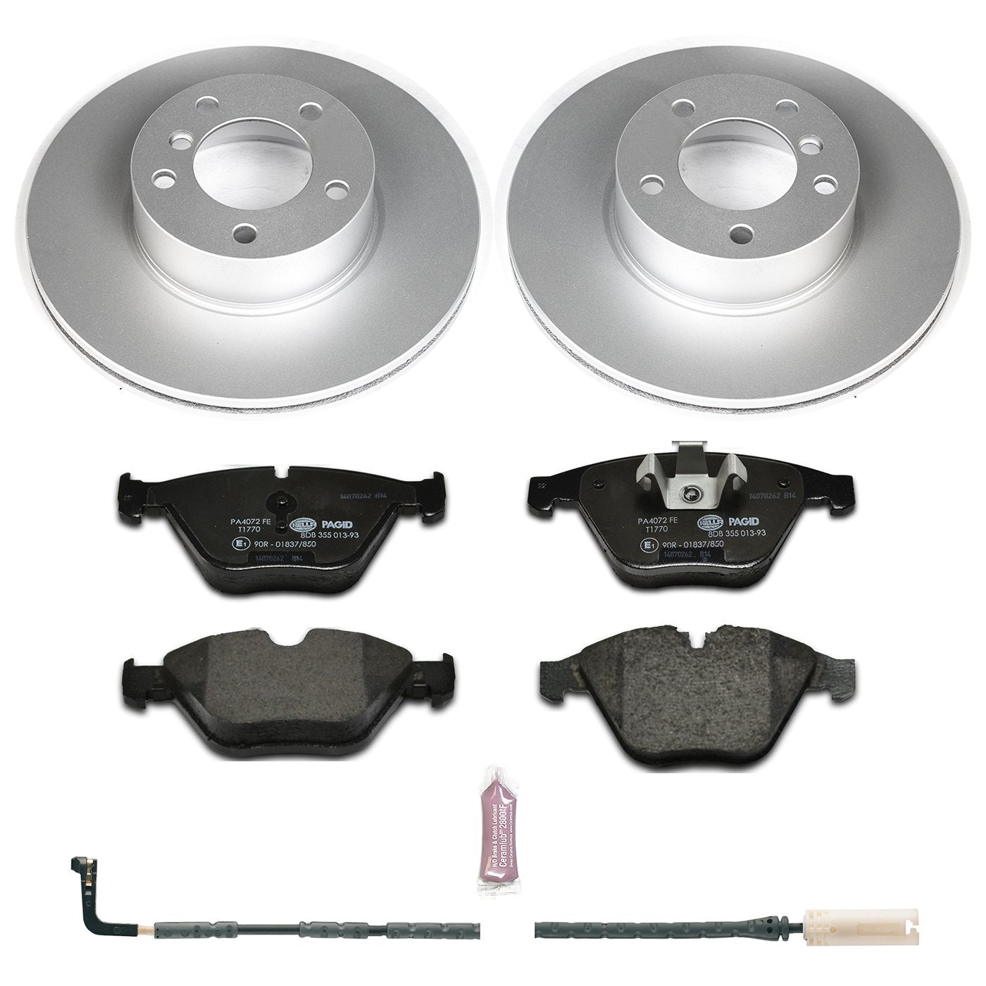 Power Stop ESK4678 Euro-Stop Front Brake Kit and 1 Front Sensor Wire For BMW 328i xDrive 2009-2010, BMW 328xi 2008 [Model Specific]