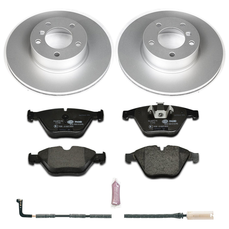 Power Stop ESK4678 Euro-Stop Front Brake Kit and 1 Front Sensor Wire For BMW 328i xDrive 2009-2010, BMW 328xi 2008 [Model Specific]