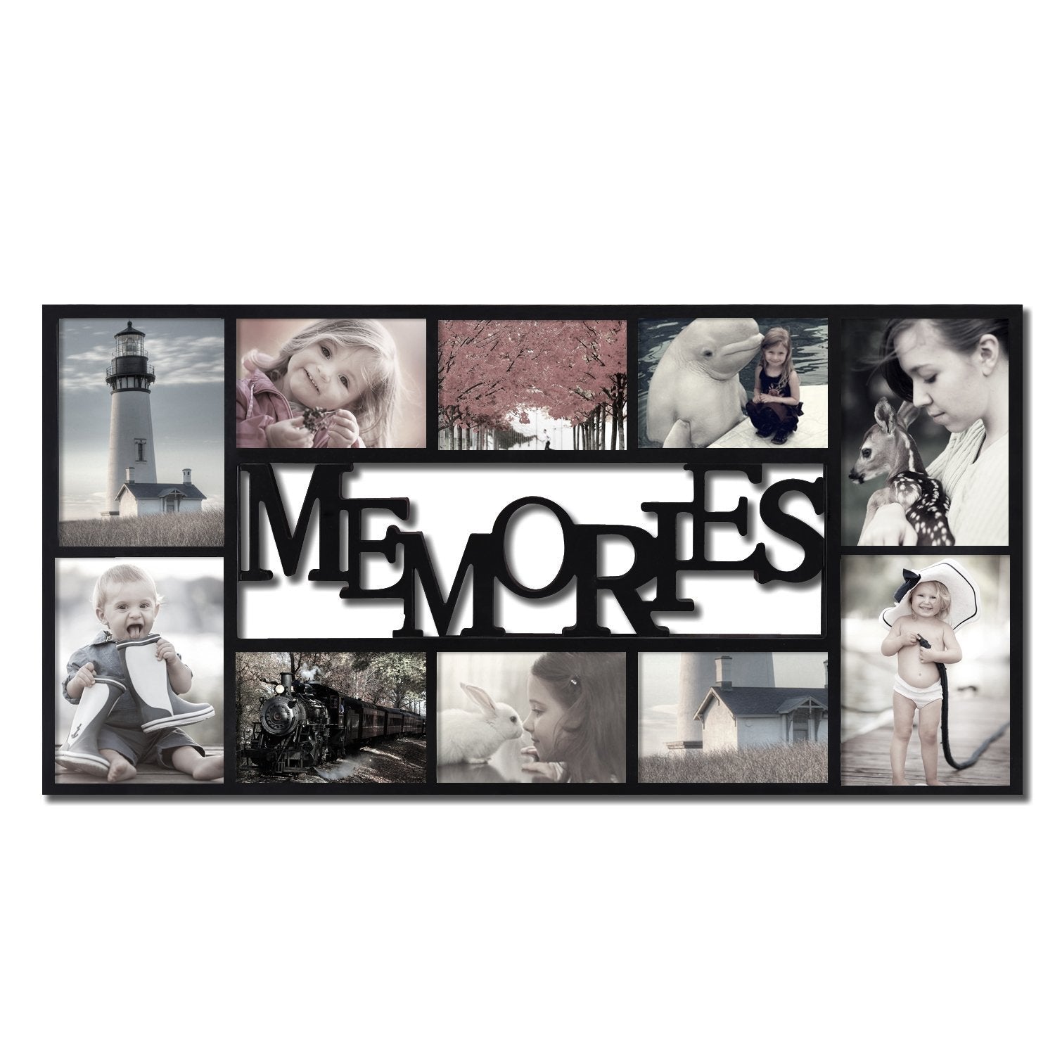 Black Decorative Adeco PF0459 Plastic Memories Wall Hanging Collage Picture Photo Frame, 4 X 6,Black