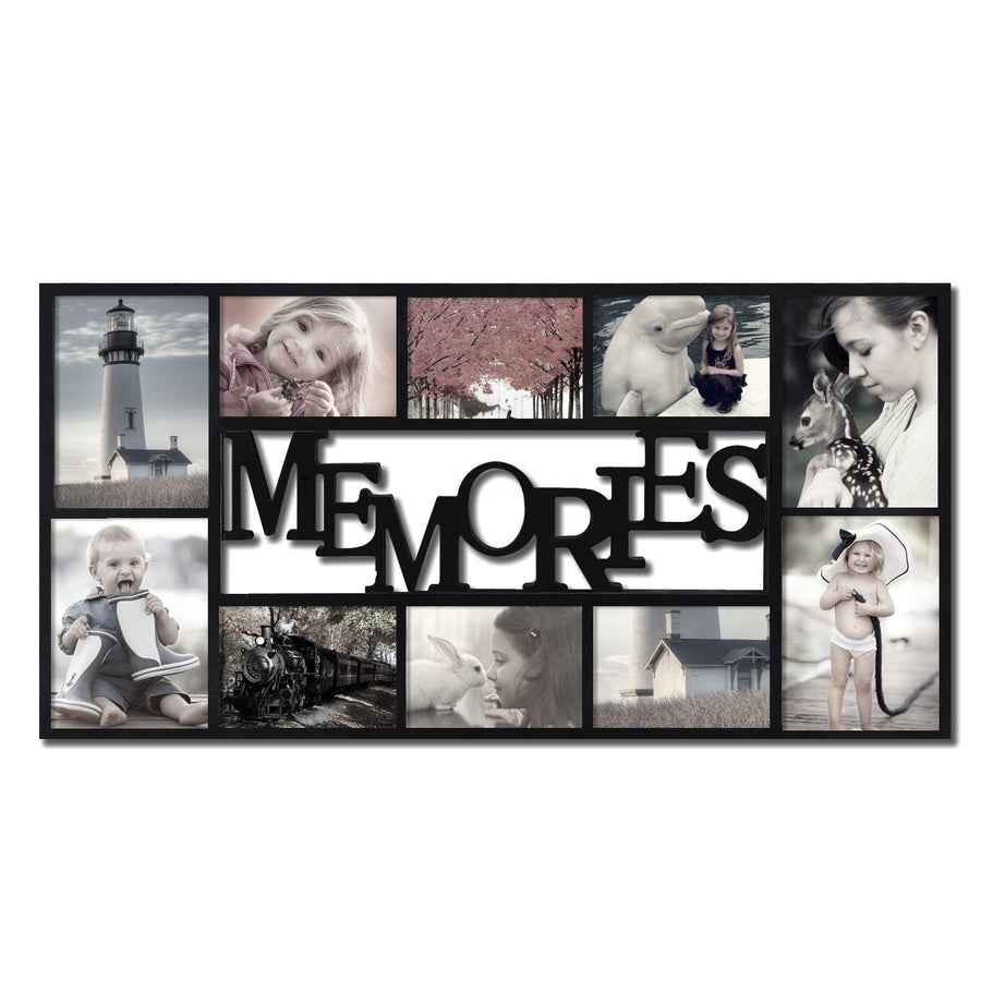 Black Decorative Adeco PF0459 Plastic Memories Wall Hanging Collage Picture Photo Frame, 4 X 6,Black