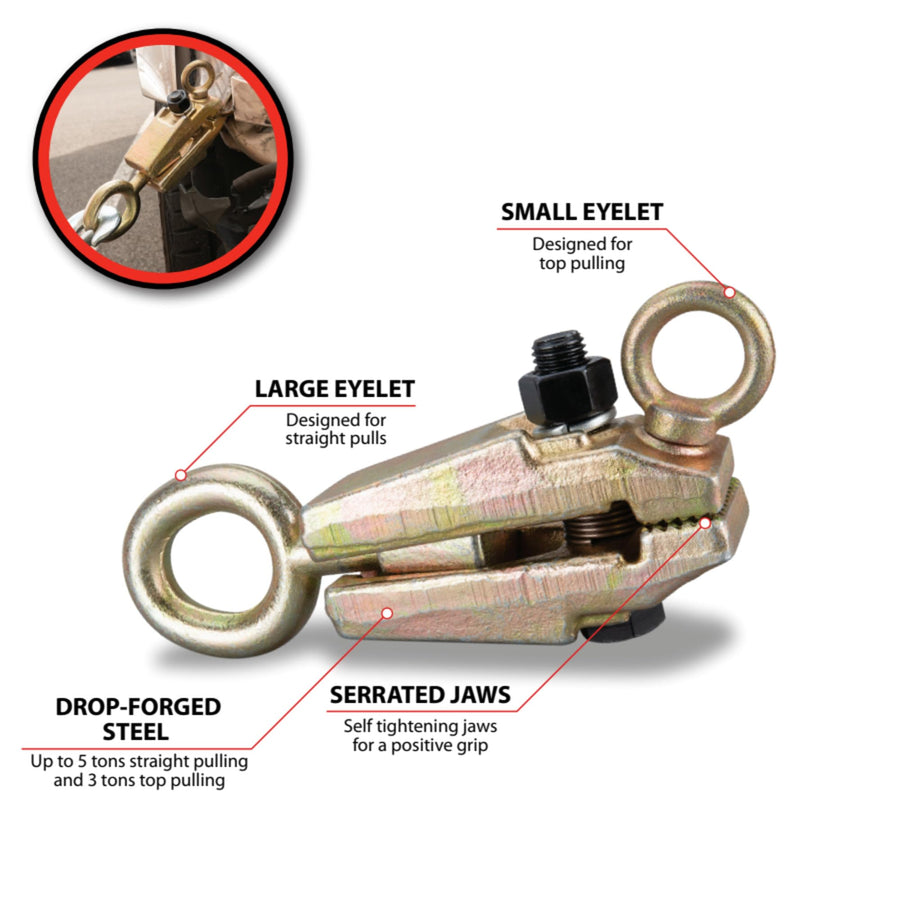 W80545 Performance Tool 5-Ton, 2-Way Autobody Frame Pull Clamp for Frame Straightening and Body Repair Work