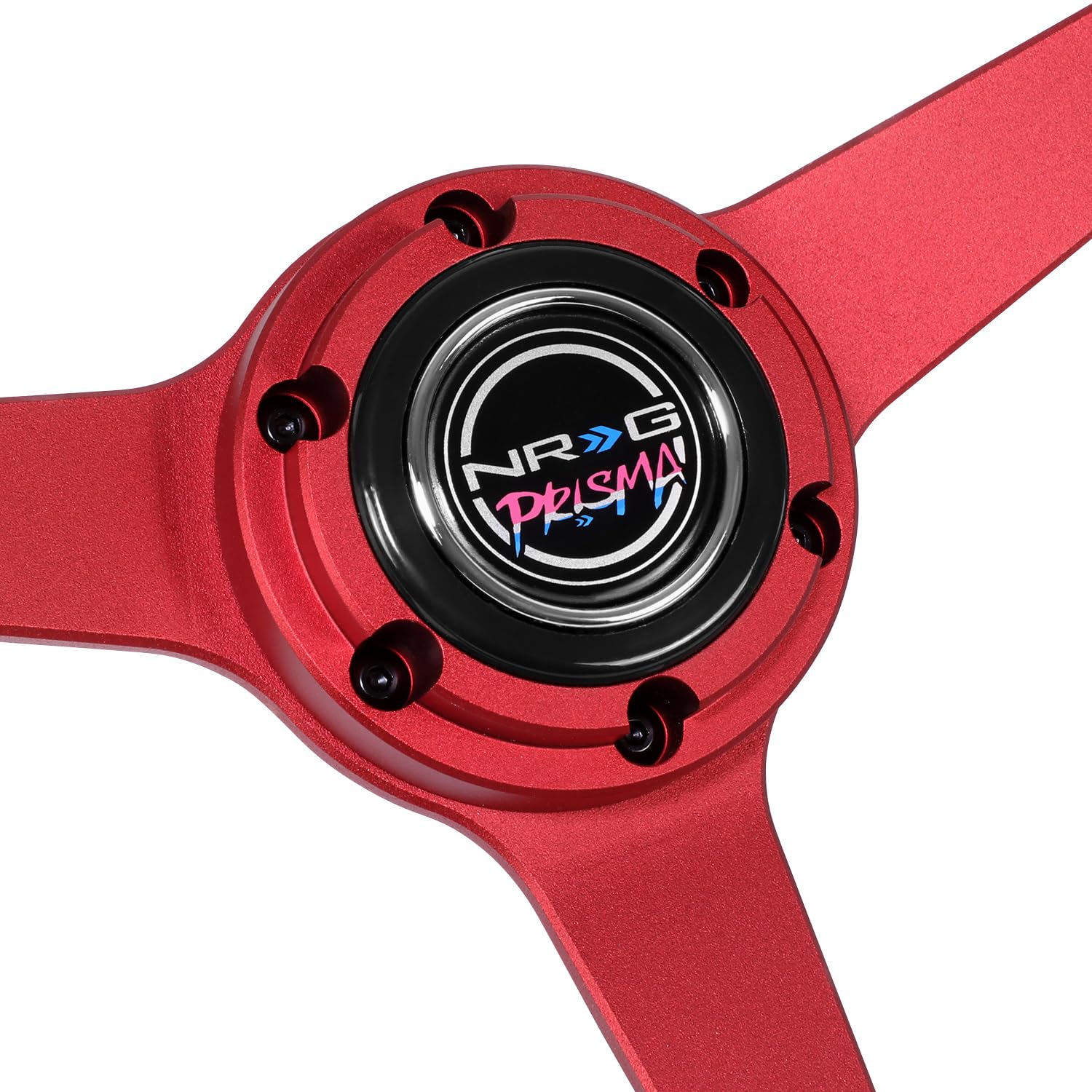 NRG Innovations All Aluminum Steering Wheel NRG-RST-071-RD 330mm - Heritage Solid Spoke- Ergonomic Grip- Anadized Red