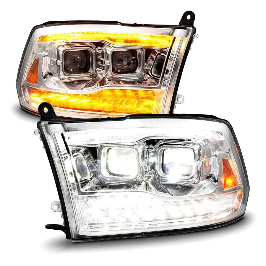 Dual Projector LED Headlights ANZO - With LED DRL And Sequential Turn Signal Chrome