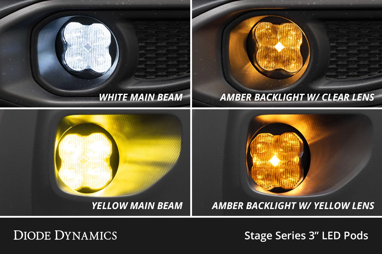 Diode Dynamics Fog Light Kit SS3 LED compatible with Chevrolet Tahoe 2015-2020, Yellow SAE Max with Backlight