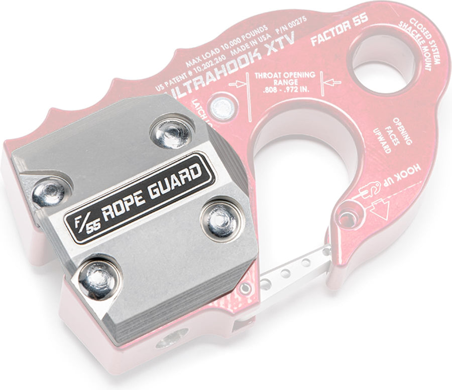 Factor 55 XTV Rope Guard UltraHook for Synthetic Rope Protection, for XTV Powersport Vehicles, Silver