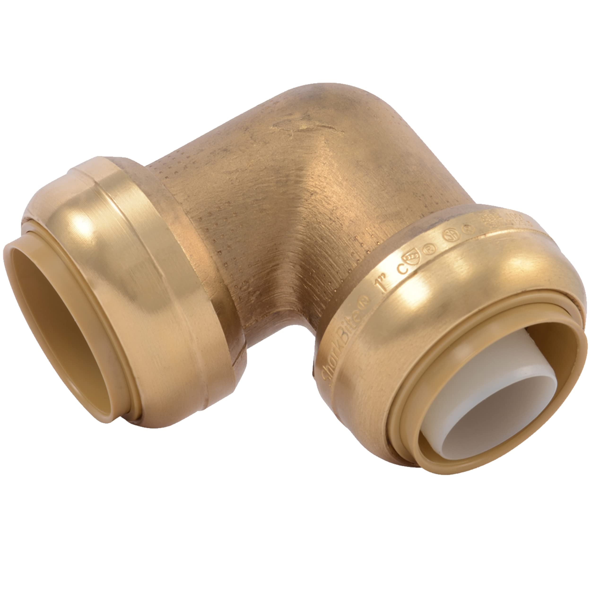 90 Degree Elbow SharkBite 1 Inch, Push to Connect Brass Plumbing Fitting, PEX Pipe, Copper, CPVC, PE-RT, HDPE, U260LFA