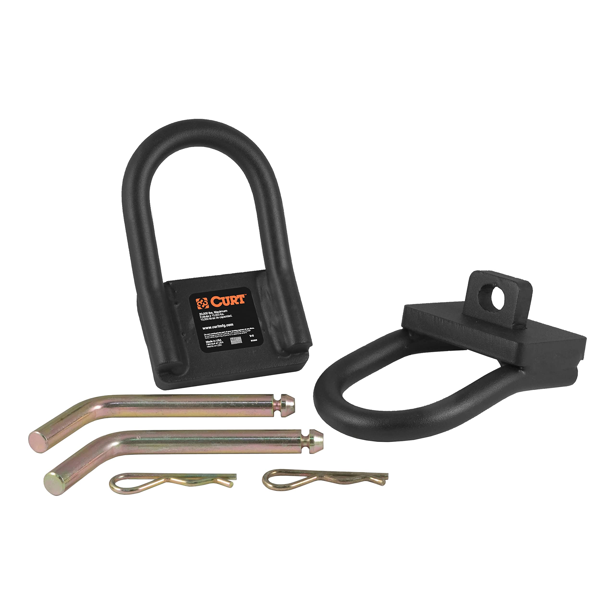 CURT 5th Wheel Hitch Safety Chain Anchors 16000, Fits Industry-Standard Rails