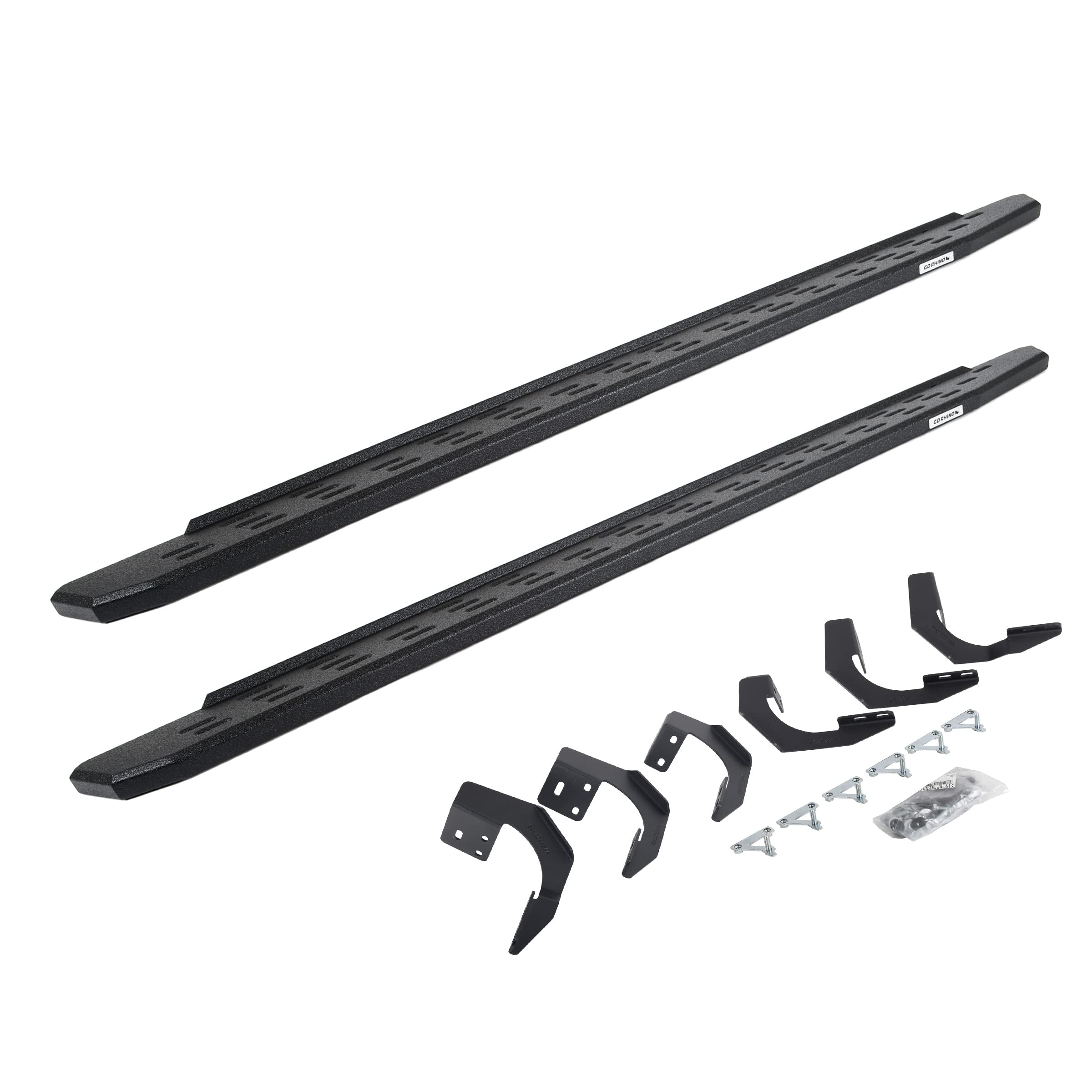 Go Rhino Running Boards & Brackets RB30 | Galvanized Steel, Protective Bedliner Coating | 69620687T | Fits 2015-2018 Ram 1500 Crew Cab Pickup; 2019-2023 Ram 1500 Classic Crew Cab Pickup