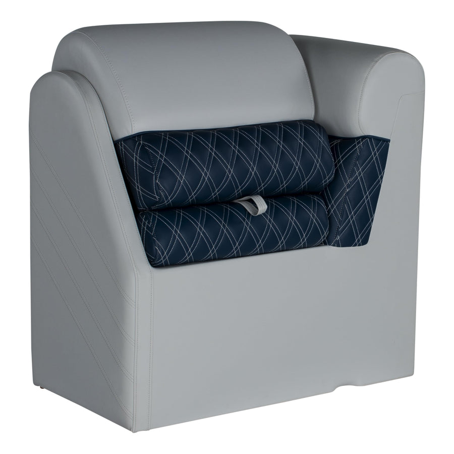 Lippert Lean Back Sunset Collection Pontoon Chaise Right, Ergonomic Foam Cushioning, Marine-Grade Vinyl, Hinged Seat with Dry Storage, Corrosion-Resistant Hardware, 31"L x 32.25"W x 18"H - 2024024098