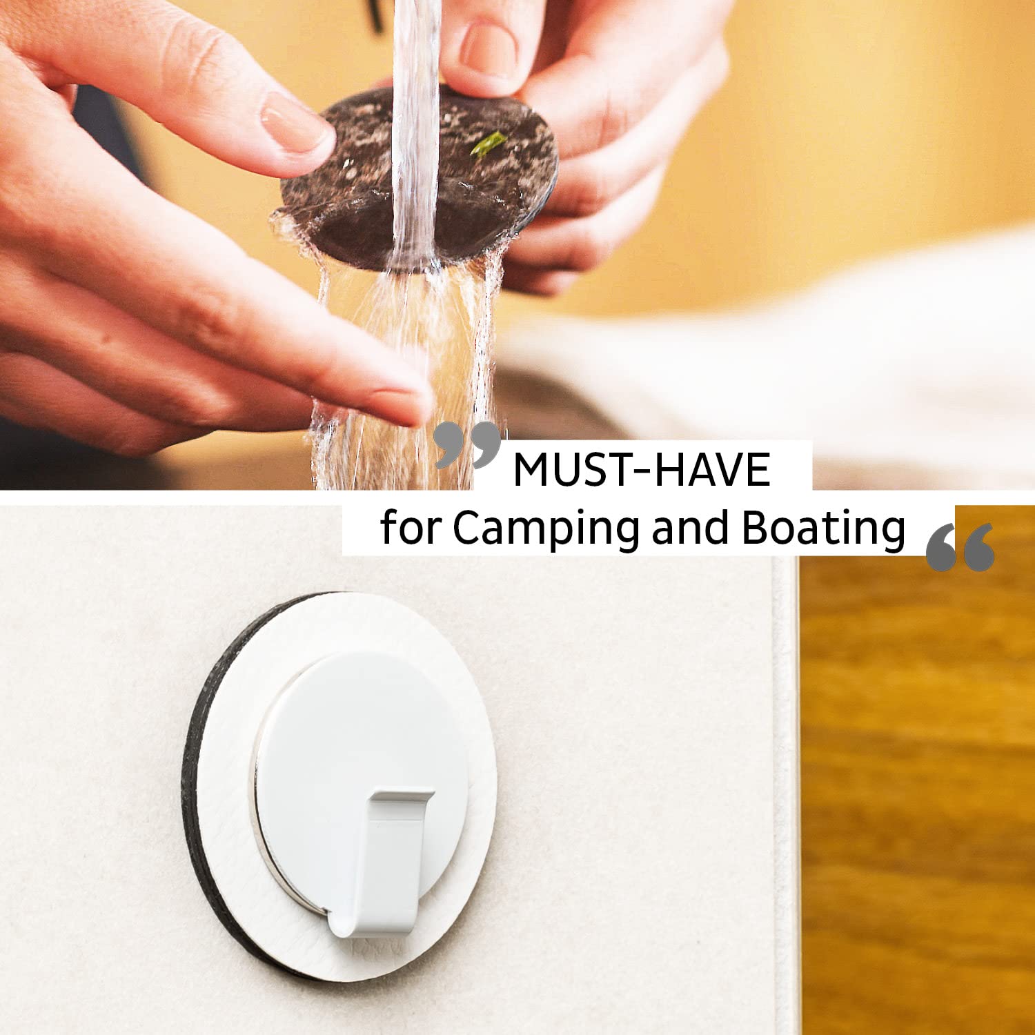 Clever Magnetic Hook silwy® with Metal Nano Gel Pad in 6.5 cm White - No Drilling or Screwing Again - Perfect for Camping, Boating or Home