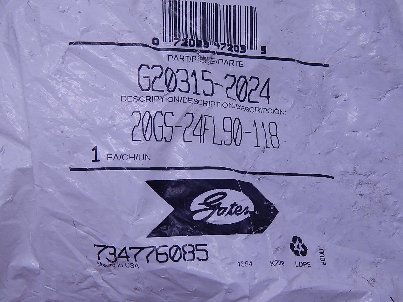 GlobalSpiral Couplings Gates 20GS-24FL90-118, Code 61 O-Ring Flange, Zinc Plated Carbon Steel, 6.50", 90° Bent Tube, 1 1/4" ID