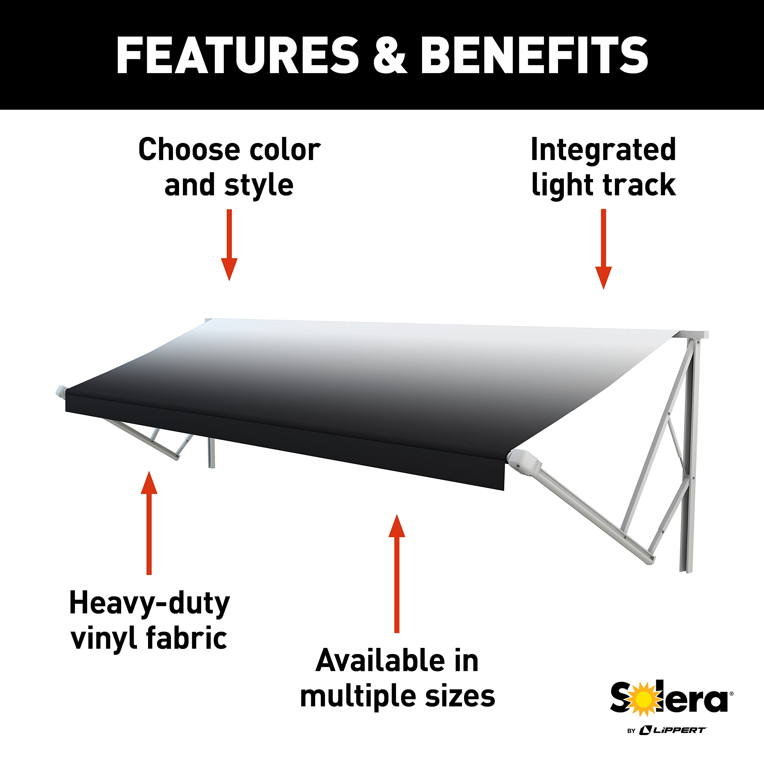 Lippert Solera RV Awning Roller and Fabric Assembly 21' White/Black V000254845