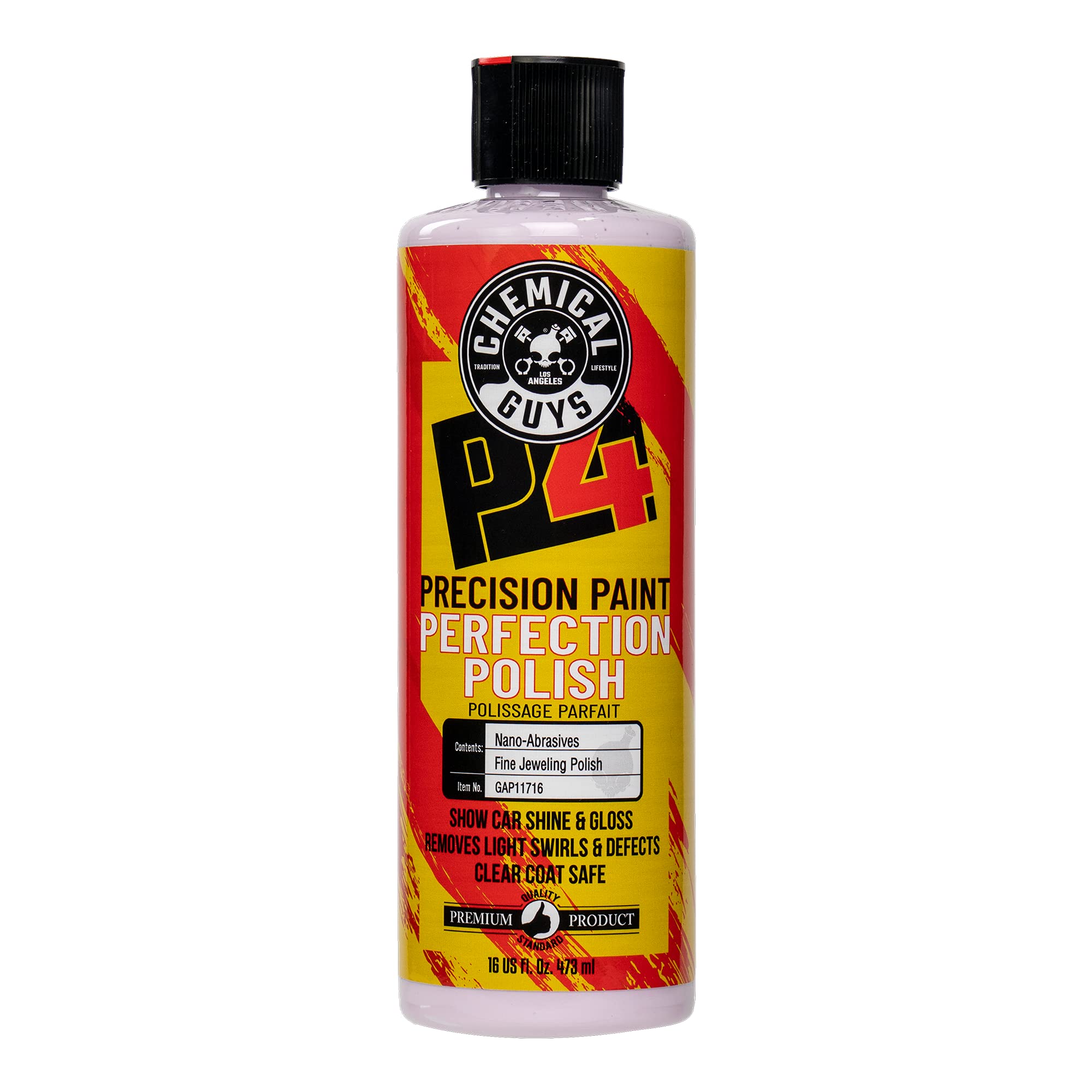 Chemical Guys Precision P4 Paint Perfection Polish - Scratch Remover & Swirl Remover for Cars, Trucks, Motorcycles, & SUVs, Fixes Paint Imperfections & Towel Marks, Restores Gloss & Clarity, 16 oz