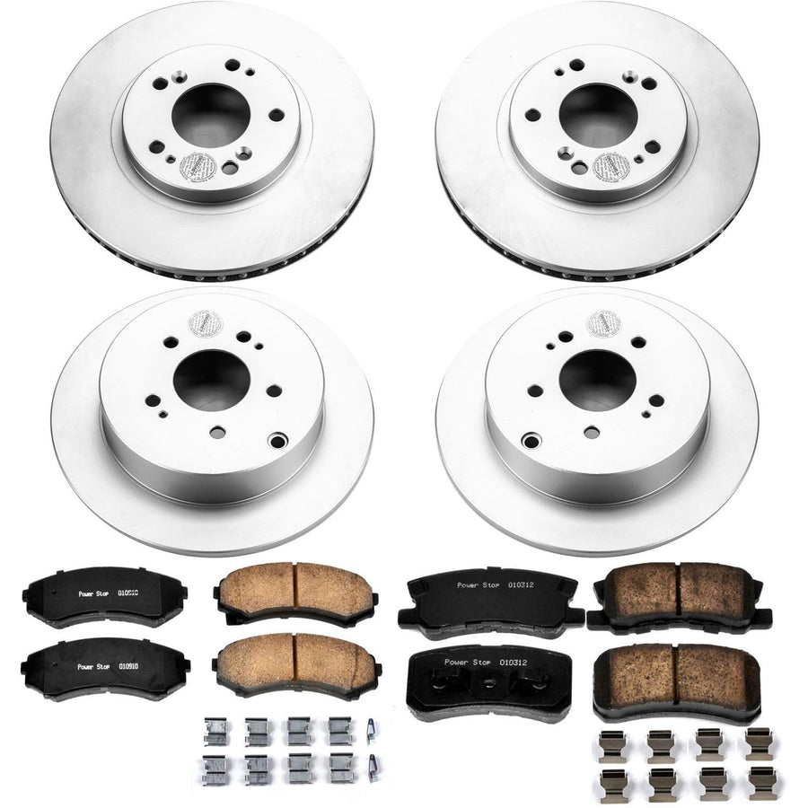Power Stop CRK4461 Brake Rotor and Ceramic Brake Pads Coated - Front & Rear For Mitsubishi Endeavor 2004-2008 | Mitsubishi Endeavor 2010-2011 [Vehicle Specific]