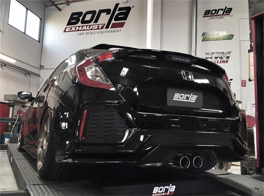 BORLA Cat-Back 140739 Performance Exhaust System for 2017-2021 Honda Civic Sport 4 Cyl. T-304 Stainess Steel S-Type Sound Dual Center Rear Exit Dual 3.5" Polished T-304 Stainless Steel Tips