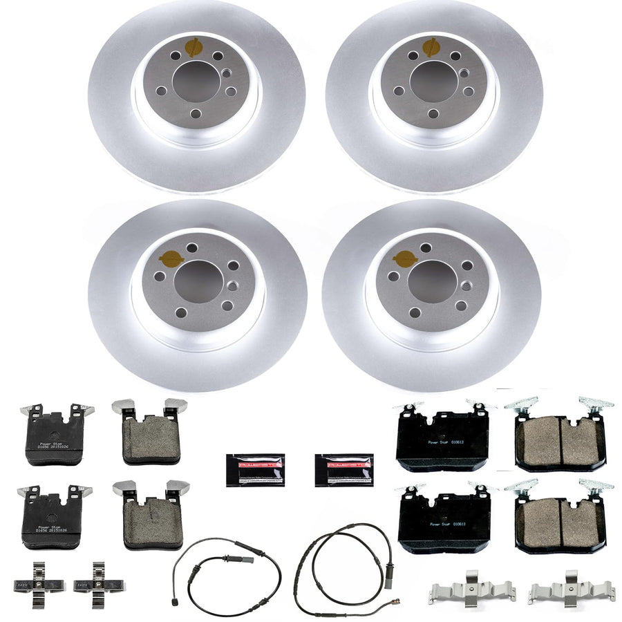 Power Stop CRK7012 Brake Kit Coated Rotor Front and Rear - Coated Brake Rotors & Z23 Carbon-Fiber Ceramic Brake Pads