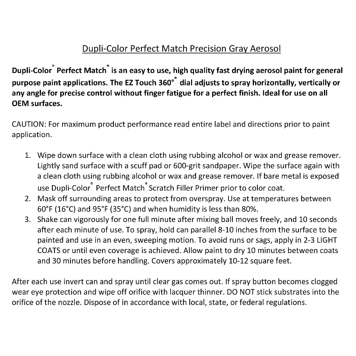 Perfect Match Dupli-Color Automotive Spray Paint - Nissan Precision Gray, W40-8 oz. Aerosol Can