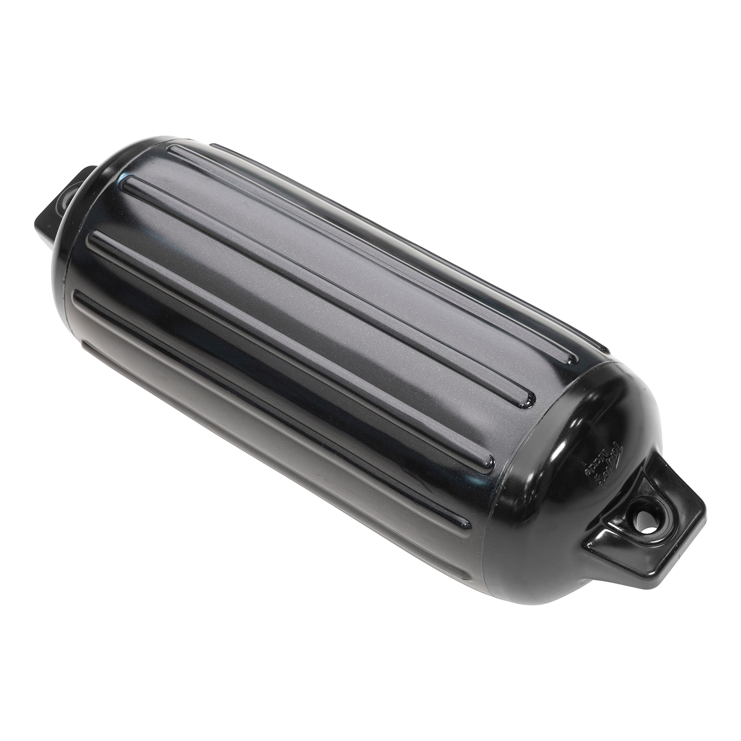 Taylor Made Boat Fender Super Gard, Black Onyx (8.5" x 26") Double-Molded Ends, Ribbed Technology to Minimize Roll, Rubber Football Needle Inflation Valve, Marine-Grade Vinyl, 5/8" Eyelets - 952824