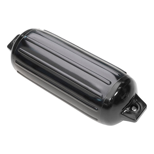 Taylor Made Boat Fender Super Gard, Black Onyx (8.5" x 26") Double-Molded Ends, Ribbed Technology to Minimize Roll, Rubber Football Needle Inflation Valve, Marine-Grade Vinyl, 5/8" Eyelets - 952824
