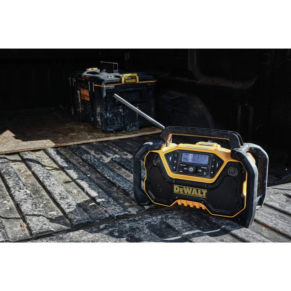 DEWALT Portable Bluetooth Radio 12V/20V MAX, Cordless, 100 ft Range, 3.5” Subwoofers, Jobsite (DCR028B)