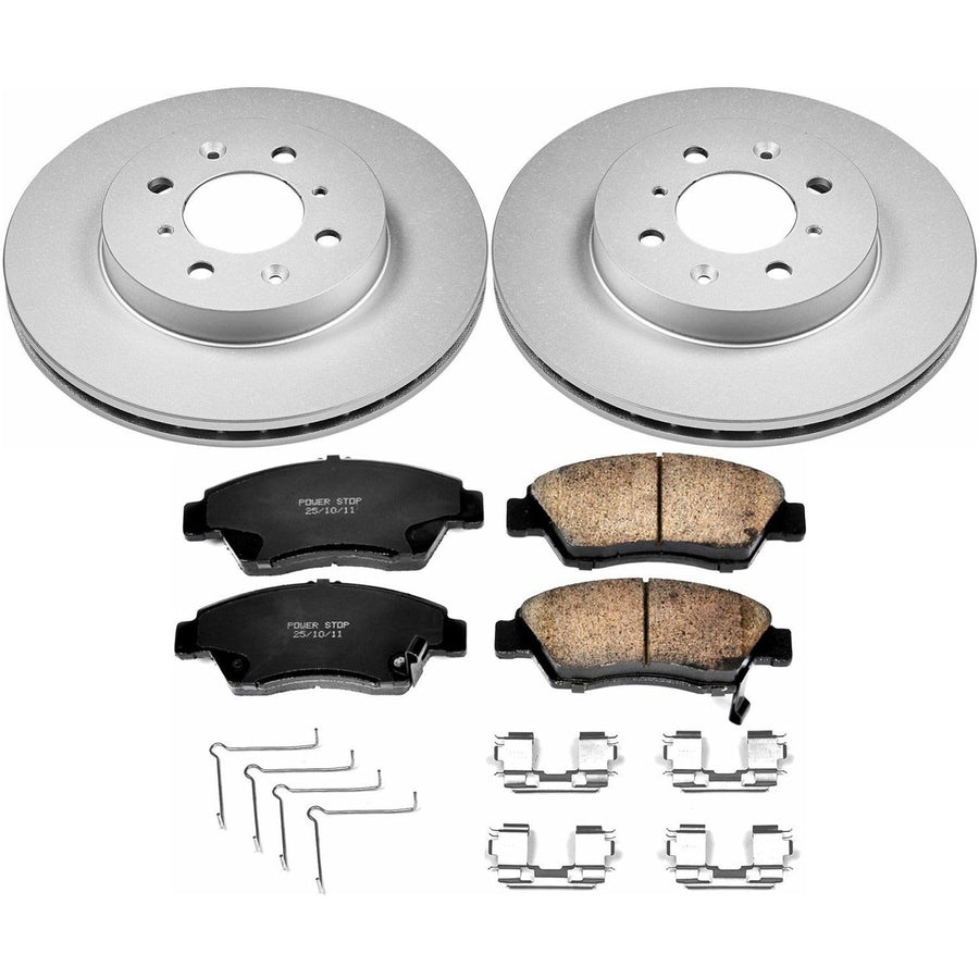 Power Stop CRK696 Brake Rotor Coated & Ceramic Brake Pads- front For Honda Civic 2003-2005 [Model Specific]