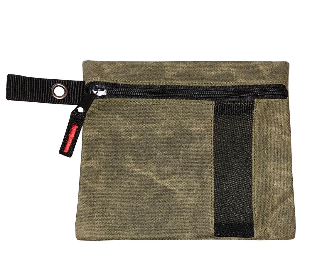 Overland Vehicle Systems 3-Bag Small Size Set of Storage Bags with Mesh Windows- #12 Waxed Canvas - Infused with Paraffin Wax Waterproofing - Universal For, Tools, Automotive, and more!