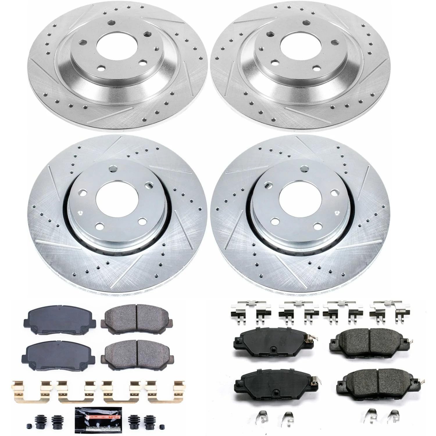 Power Stop K7609 Z23 Evolution Sport Brake Pads and Drilled and Slotted Rotors Front and Rear Brake Kit For 2016 2017 2018 2019 2020 2021 Mazda CX-5
