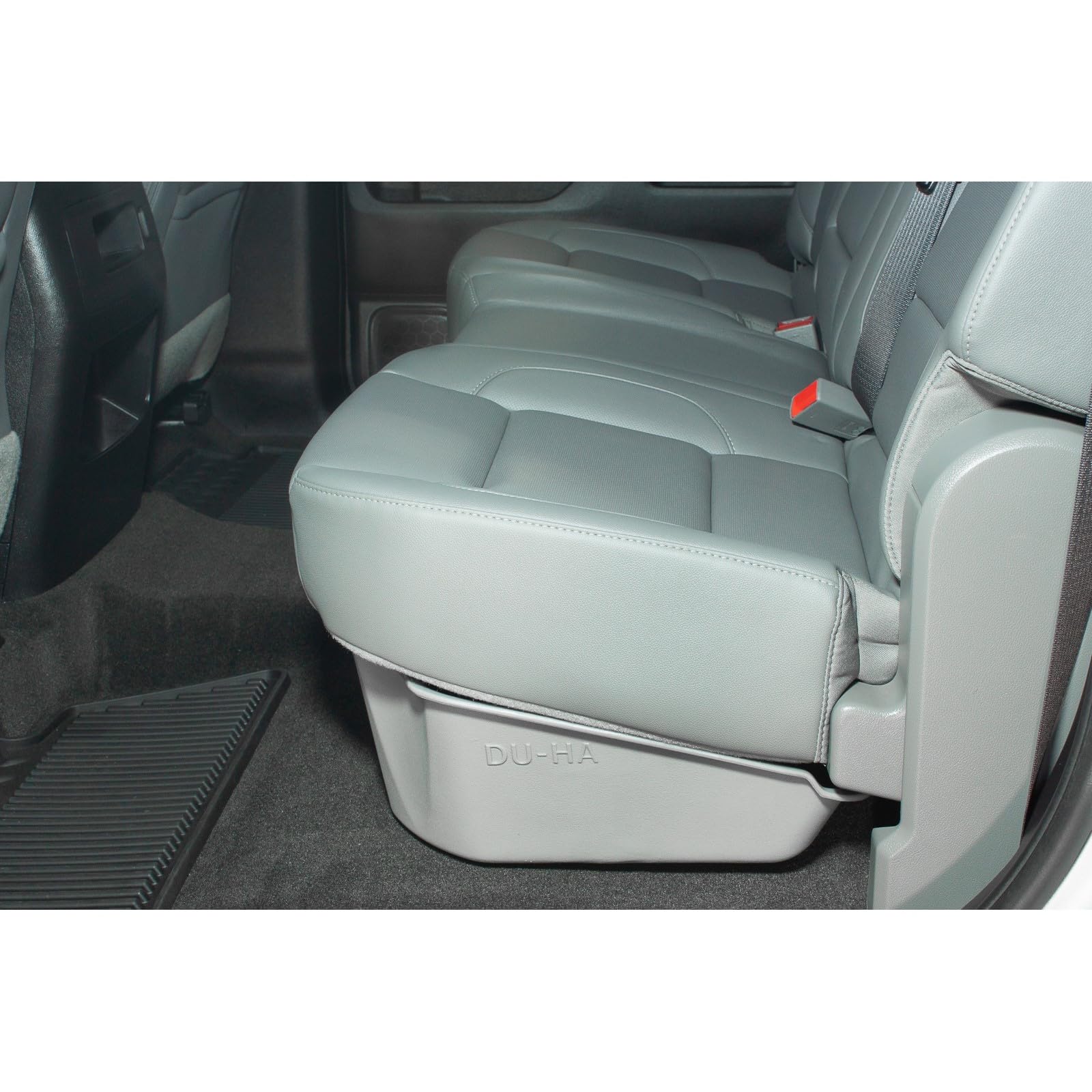 Under Seat Storage DuHa 10302 fits 2014-2018 Silverado/ Sierra Light Duty Crew Cab & 2015-2019 Heavy Duty Crew Cab | Tan Heavy-Duty Back Seat Organizer | Includes Dividers