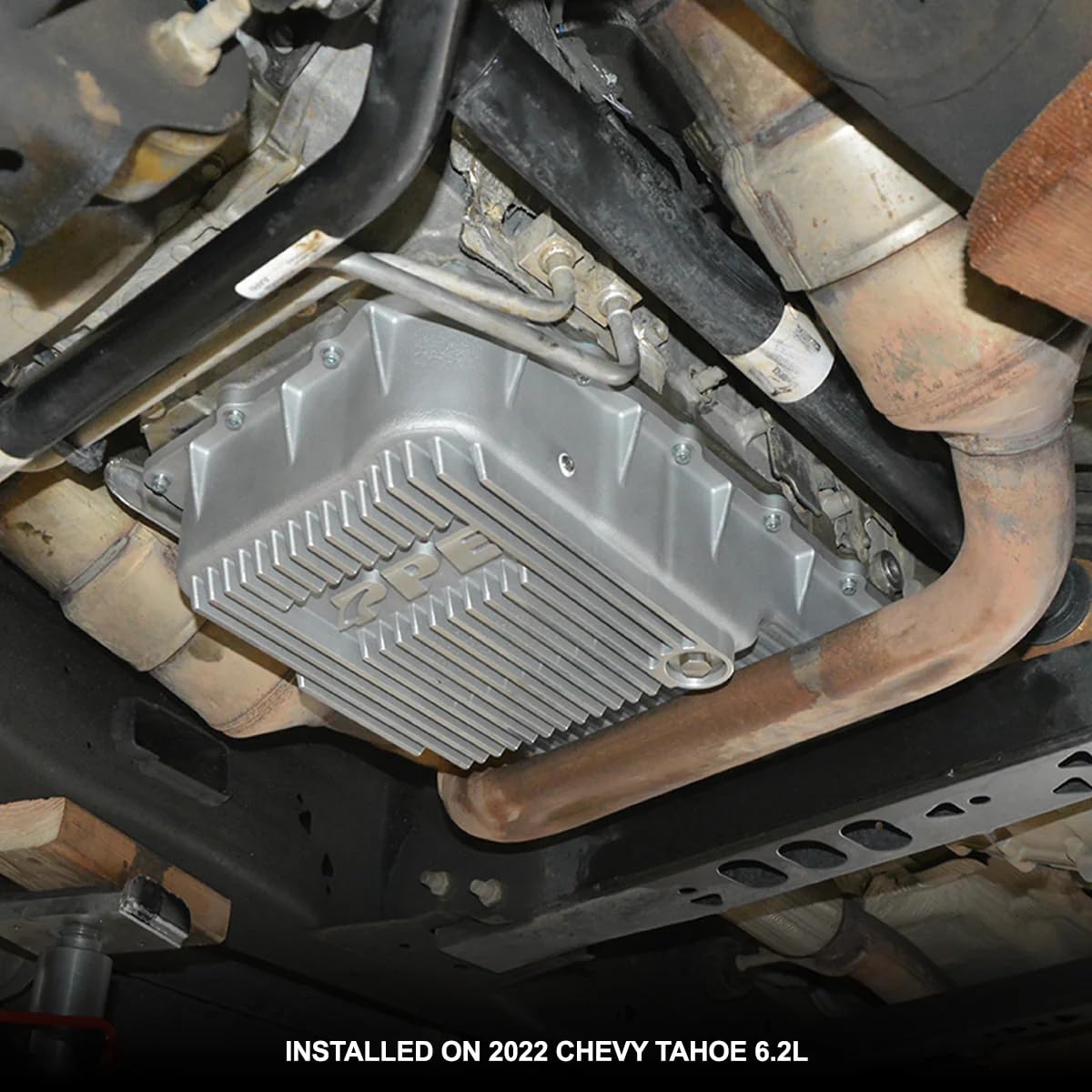 Heavy Duty PPE Cast Aluminum Deep Transmission Pan (BRUSHED) 128051310 Compatible for 2018+ GM Silverado 1500 with Allison 10L80 Transmission