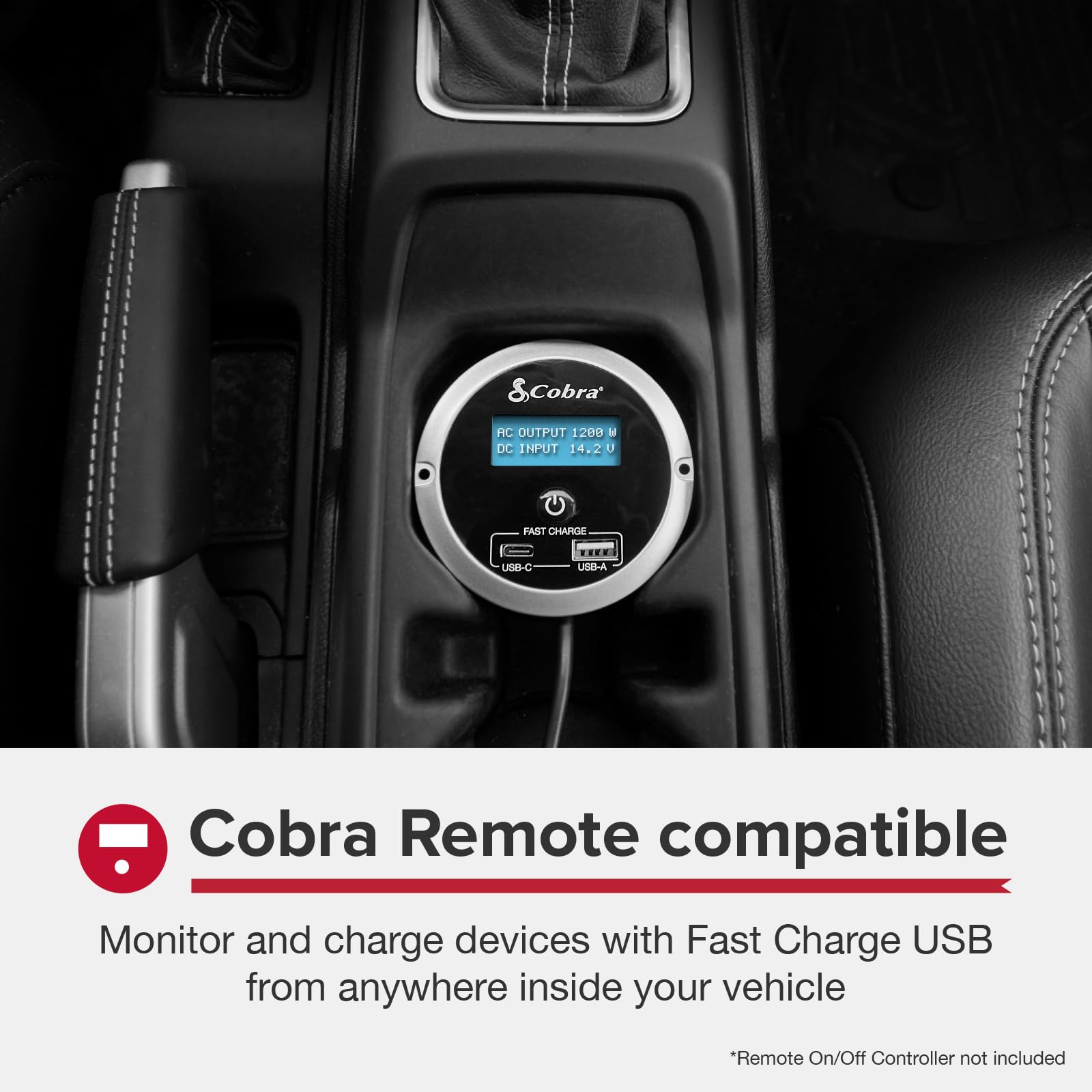 Cobra 1500W PRO Professional Grade Power Inverter, Portable – 1500-Watt Car Charger, 4 Grounded AC Outlets, 2 Fast Charge USB Ports and Remote Controller (CPIALCDG1) Compatible