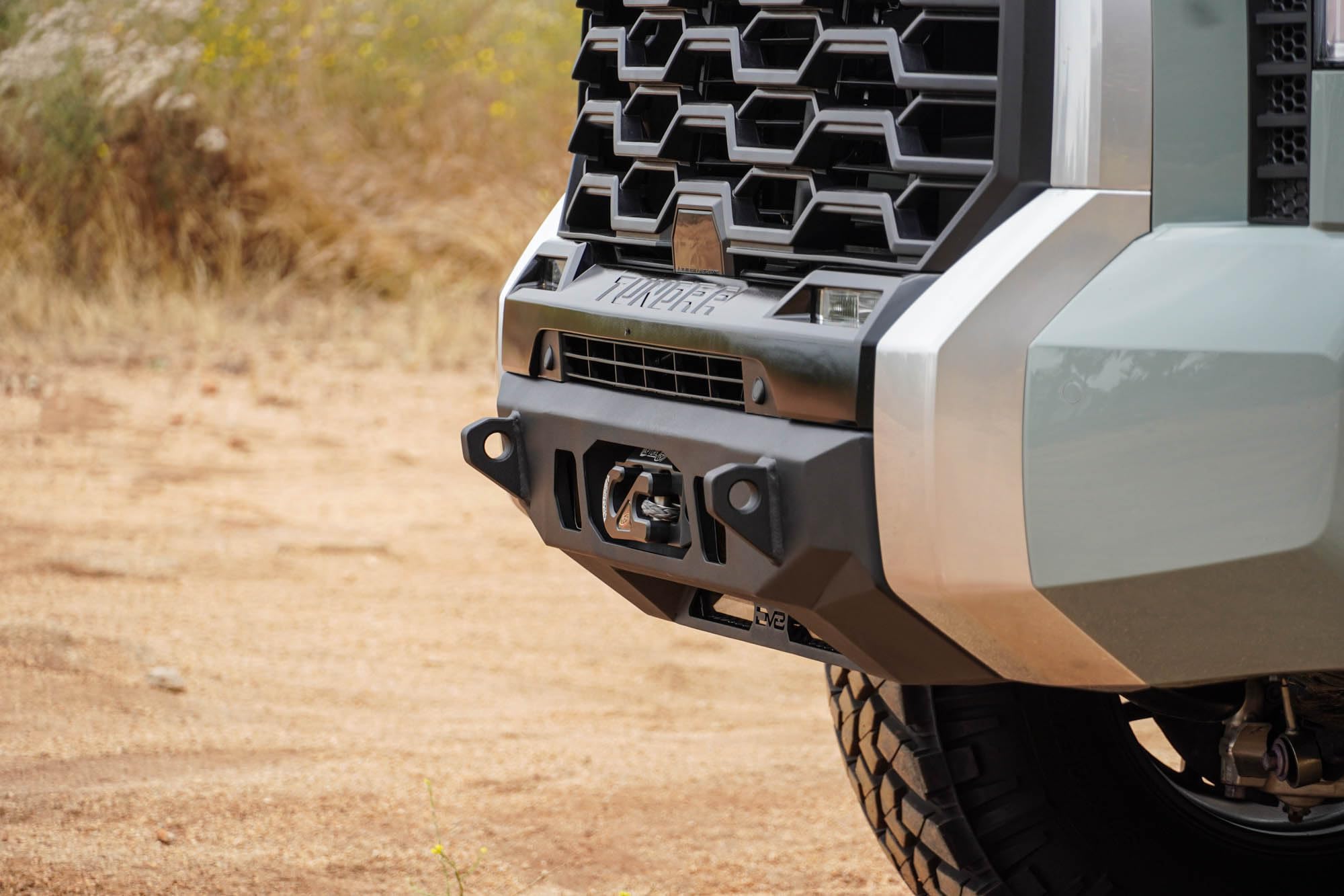 Front Bumper Centric Series for the 2022-2025 Toyota Tundra All Trim Levels | Center Mount Factory Style Bumper | Compatible with Factory Air Dam, Adaptive Cruise, & Parking Sensors | DV8 Offroad