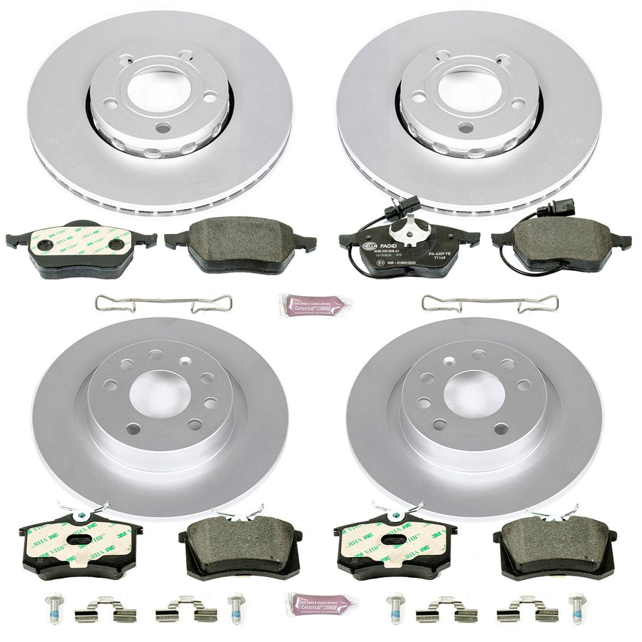 Power Stop ESK529 Euro-Stop Front & Rear Brake Kit Audi Volkswagen For Audi A6 1998-2001, Volkswagen Passat 1999-2005 [Model Specific]
