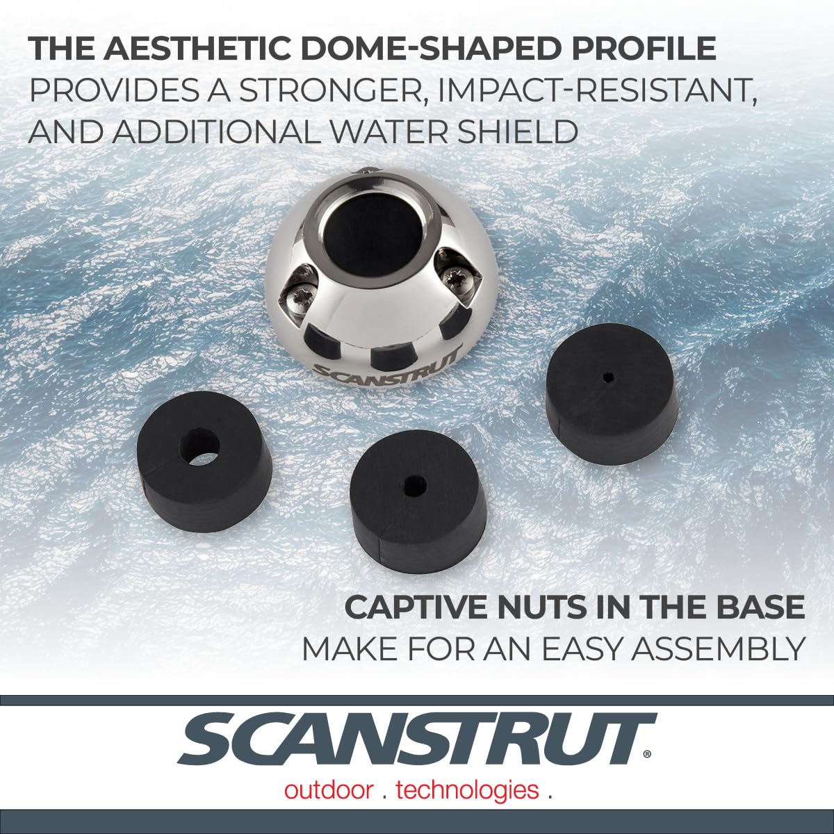 Scanstrut Mini Cable Seal DS16-S for Connectors to 0.63" and Cables 0.08"-0.35" - Stainless Steel