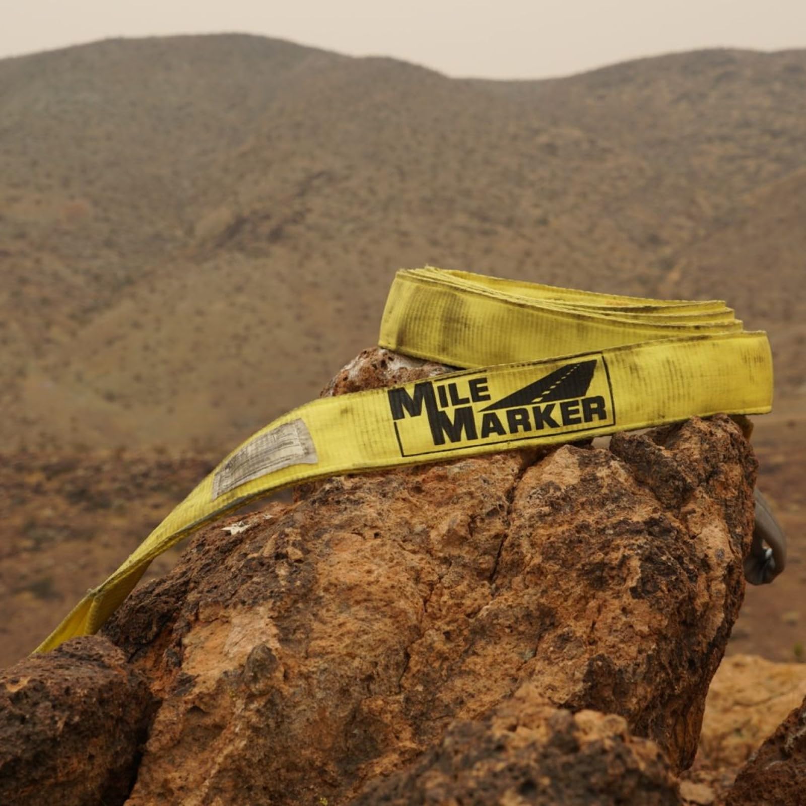 Mile Marker 19330 Recovery Strap Single Yellow 3" x 30′ for Heavy Duty Use | Rated to 30,000 Pound Capacity | User Safety with Built in Blue Lines Ensures
