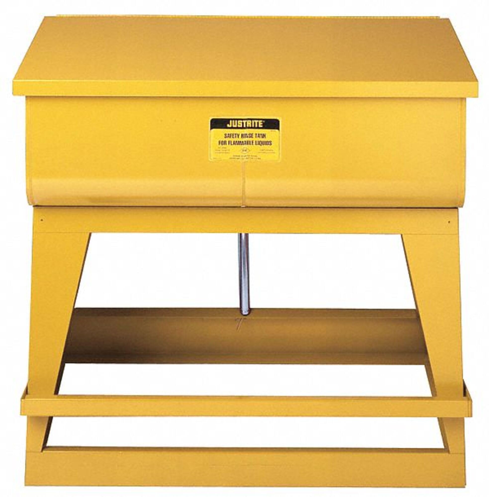 18-Gauge Justrite Coated Steel Floor Standing Rinse Tank, 22 Gallon Capacity, 35-1/4" Length x 16" Width x 12" Depth, Yellow
