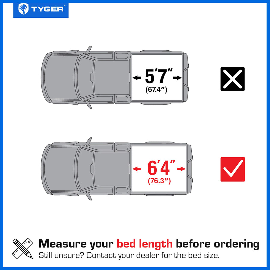 Tyger Auto T2 Soft Roll-up Low Profile Truck Bed Tonneau Cover Compatible with 2019-2026 Ram 1500 (Not Fit 19-24 Classic) | 6'4" (76") Bed | TG-BC2D6047