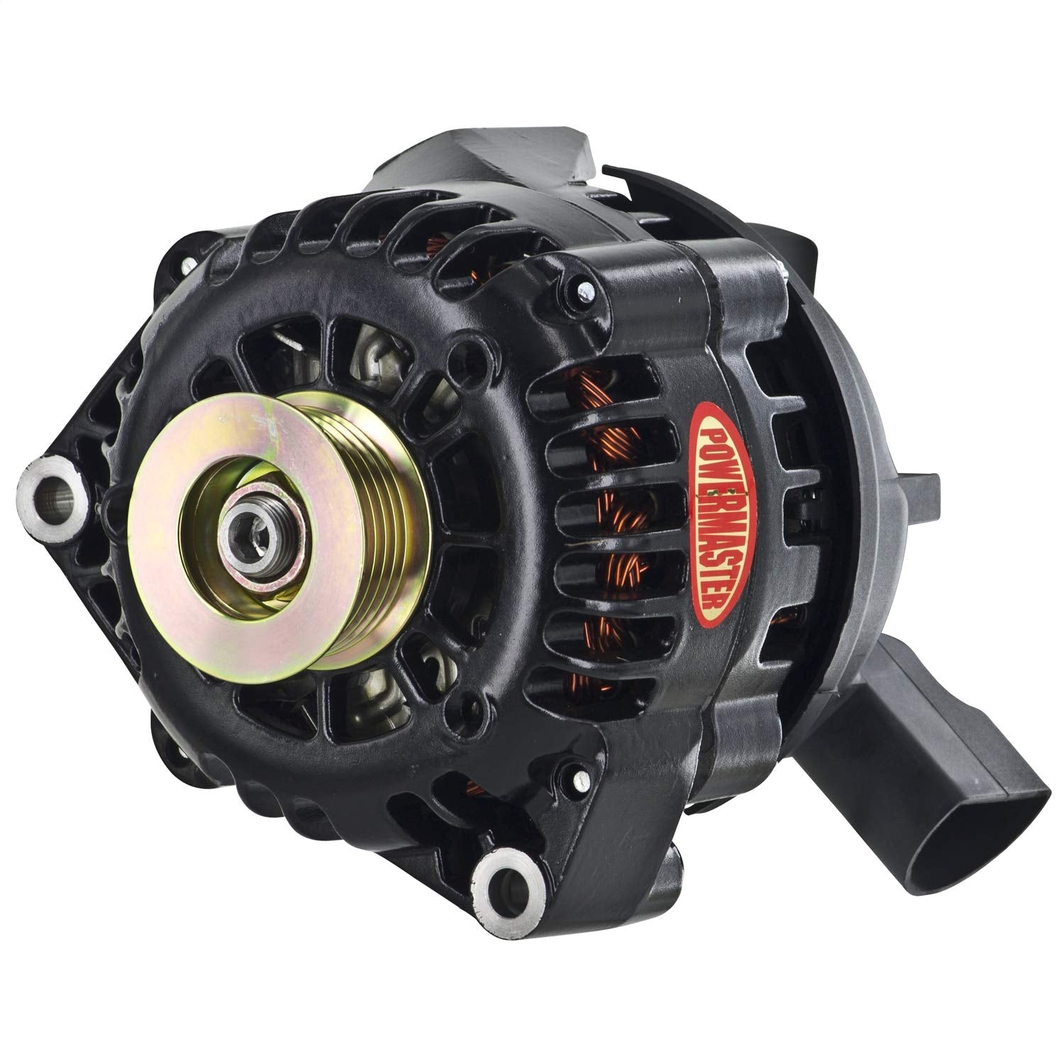 Alt Powermaster GM CS130D Black 165A 6 grv Pulley w/Airduct Cover 1-Wire or OE Hookup