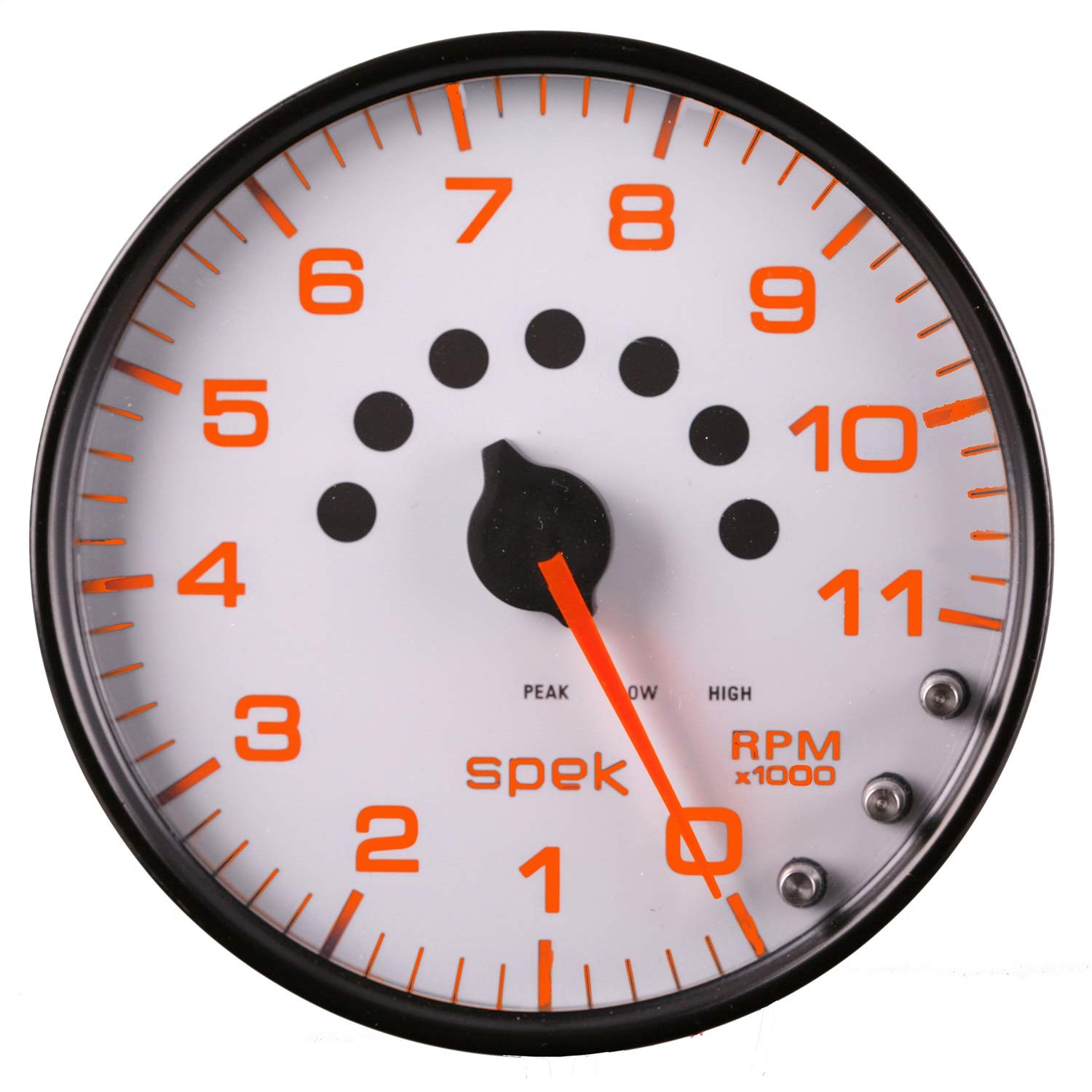 AutoMeter Gauge P23912 Tachometer (Spek-Pro 5", 11K RPM, with Shift Light & Peak Mem, White/Black, Spek-Pro)
