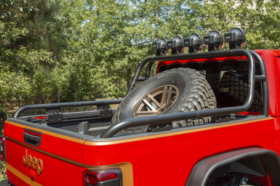 Spare Tire Carrier Rugged Ridge | Satin Black, Bed Mount | 11546.71 | Fits 2020-2025 Jeep Gladiator JT