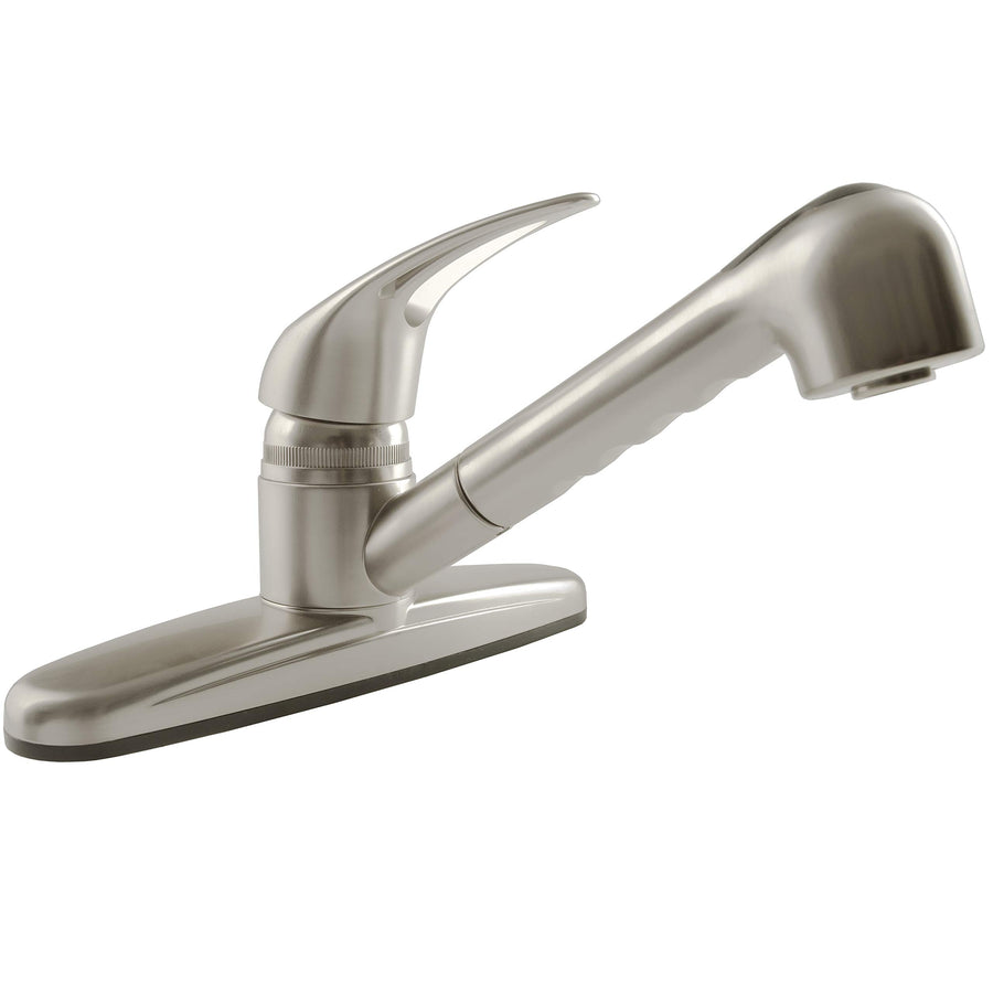 Dura Faucet RV DF-PK100-SN Non-Metallic Pull-Out Kitchen Sink Faucet, Single Handle (Brushed Satin Nickel)