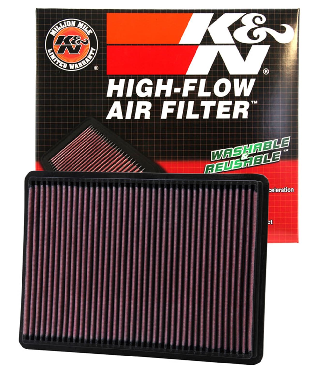 K&N Engine Air Filter: Washable, Increase Power & Towing, Premium, Replacement Air Filter: Compatible with 2001-2010 Jeep V6/V8 (Commander, Grand Cherokee, Liberty, Grand Cherokee III), 33-2233