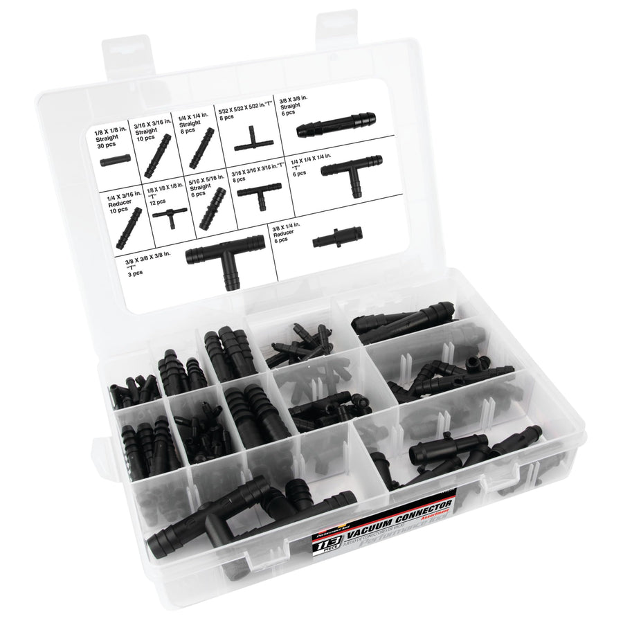 W5253 Performance Tool Heat-Resistant Vacuum Connector Repair Kit - Durable Plastic Construction with 113 Different Connectors