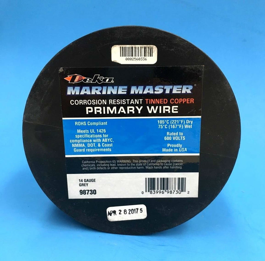 Marine Tinned Copper DEKA 14AWG Grey Boat Stranded Wire 100 Feet Made in USA