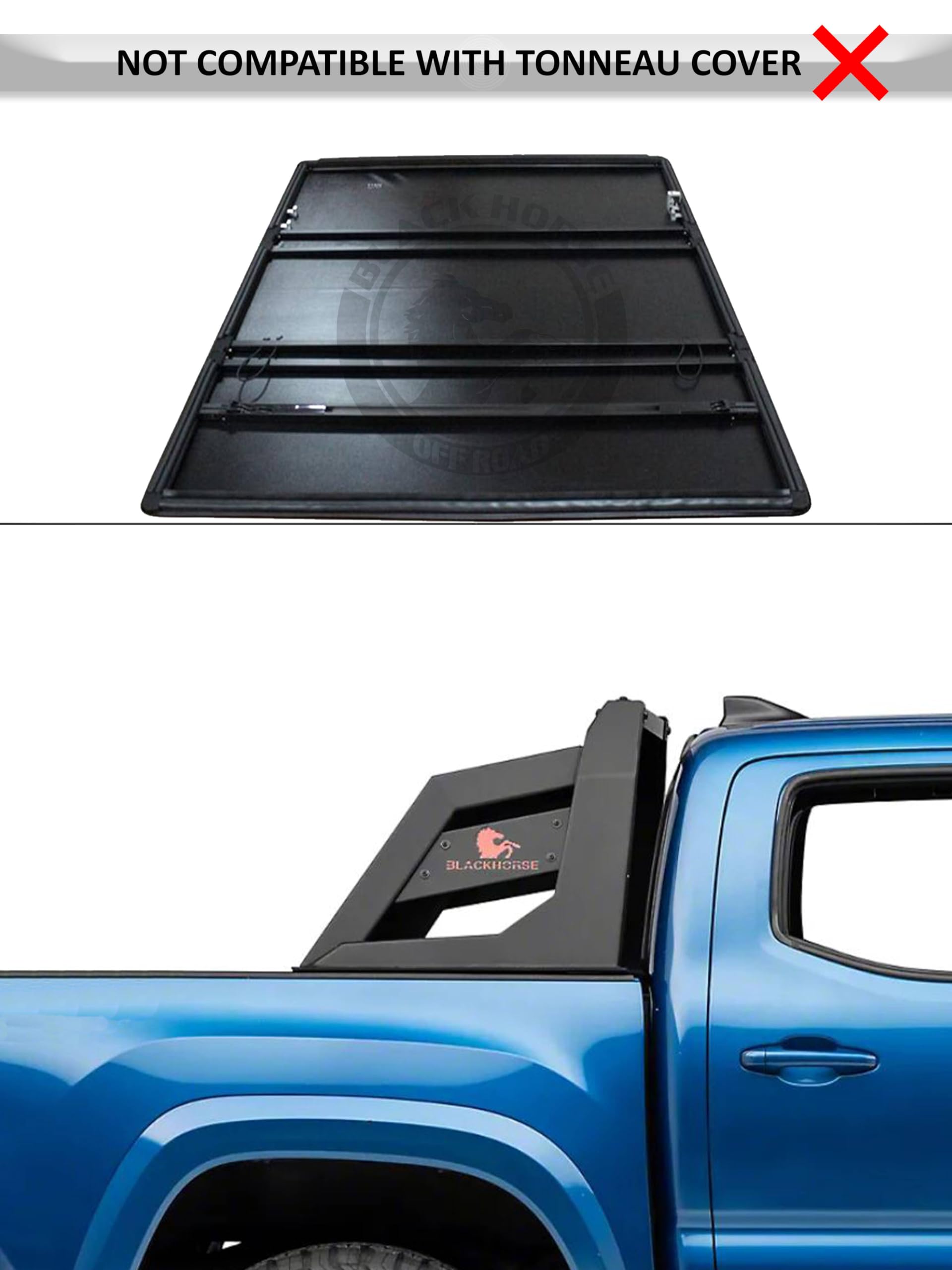 Armour Black Horse Roll Bar Incl. Pair of 7.0" Dia. LED Lights w/Red Trim Rings Matte Black Compatible with 2005-2021 Nissan Frontier-ARB-NIFRB-PLR
