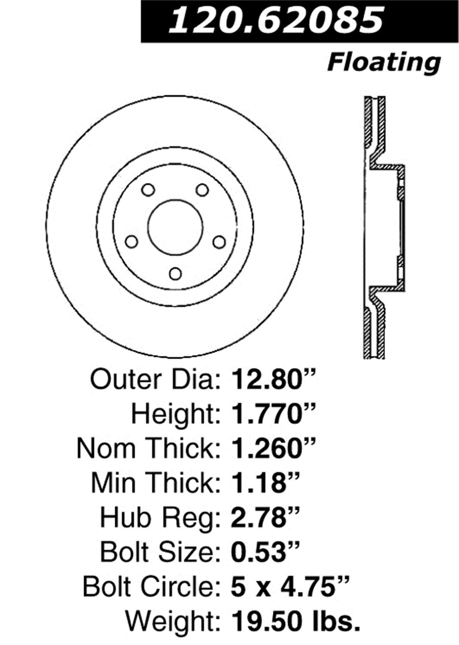 126.62085SL Power Slot Slotted Brake Rotor