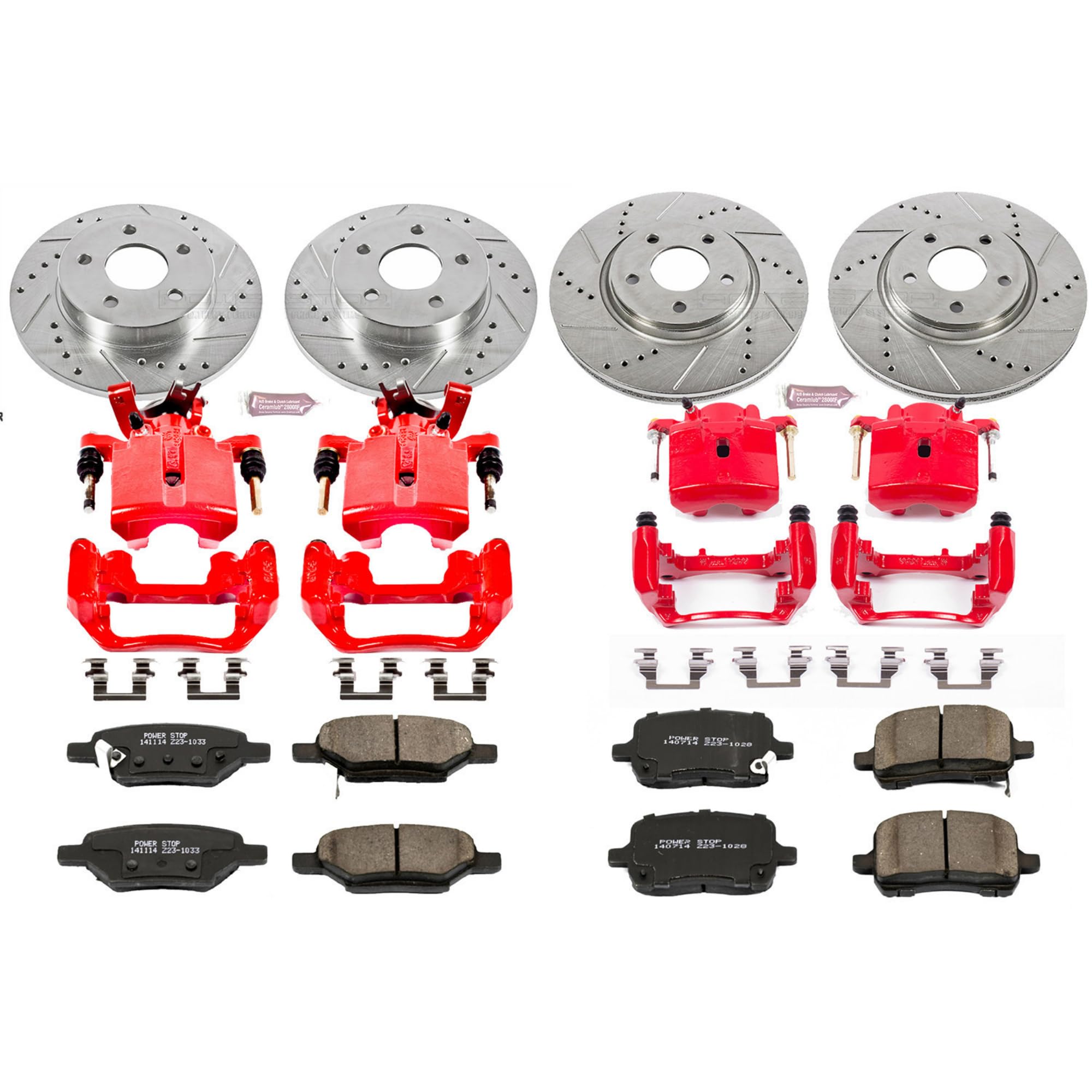 Power Stop Z23 Evolution Sport Brake Kit with Calipers For Malibu Chevrolet 2004-2008, G6 Pontiac 2005-2008, Aura Saturn 2007-2008 [Model Specific]