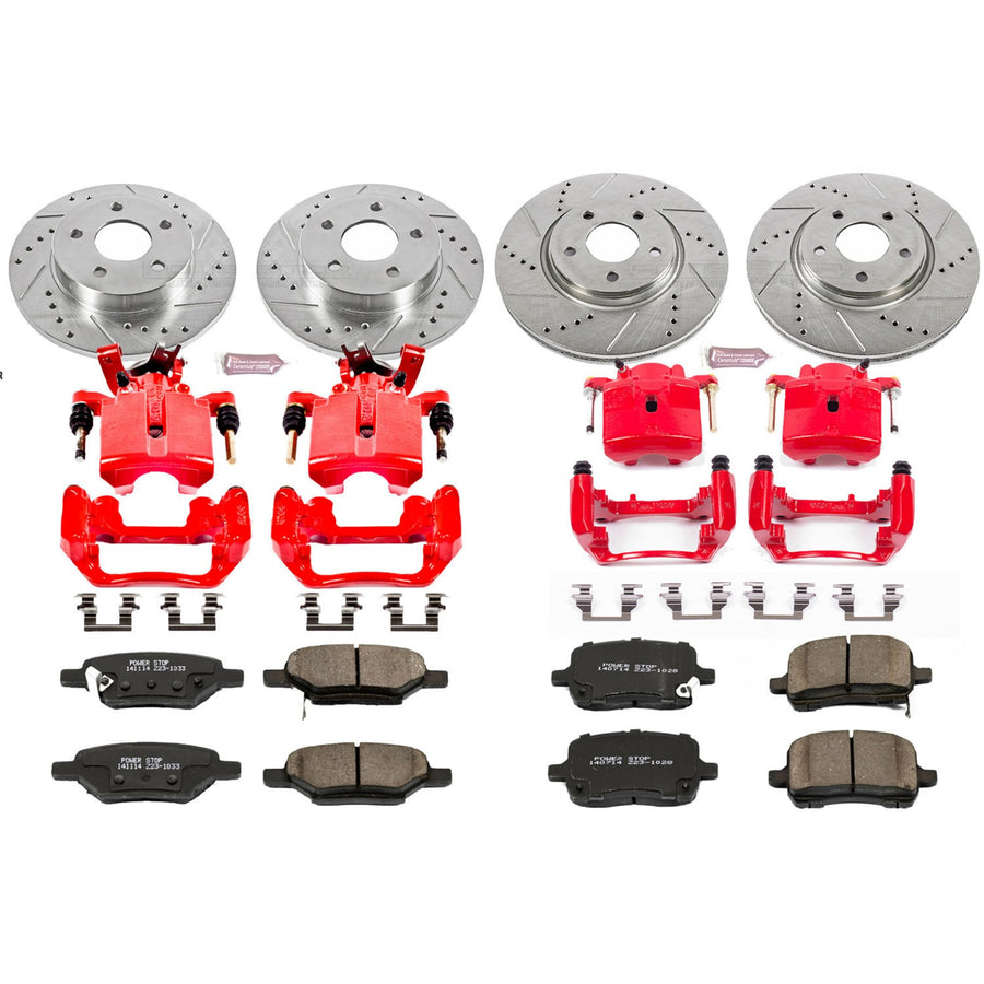 Power Stop Z23 Evolution Sport Brake Kit with Calipers For Malibu Chevrolet 2004-2008, G6 Pontiac 2005-2008, Aura Saturn 2007-2008 [Model Specific]