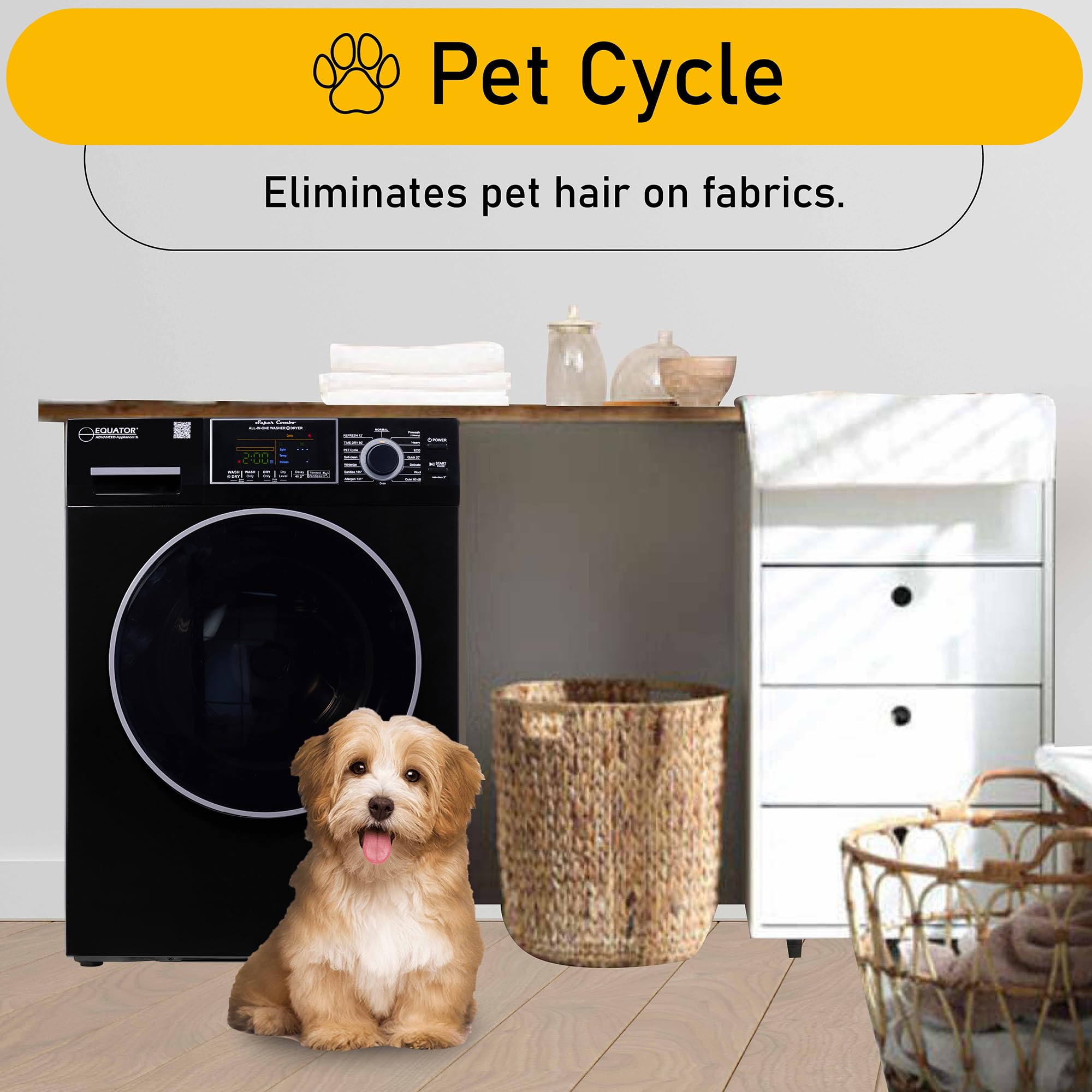 Equator Washer Dryer All-in-One VENTLESS/VENTED PET cycle 1.62cf/15lbs 110V