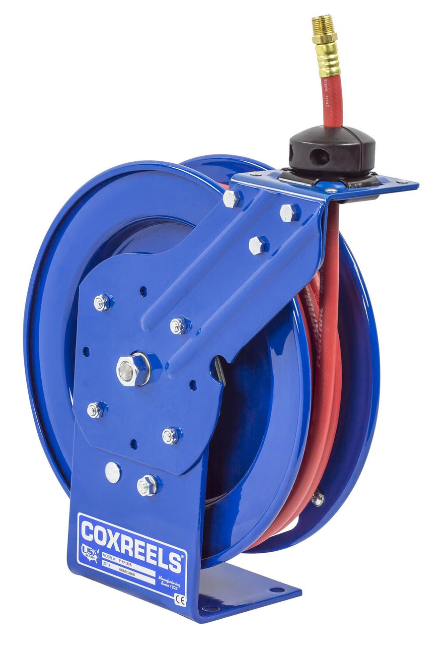 Low Pressure Coxreels P-LP-325 Retractable Air/Water Hose Reel: 3/8" I.D., 25' Hose Capacity, with hose, 300 PSI, Made in USA