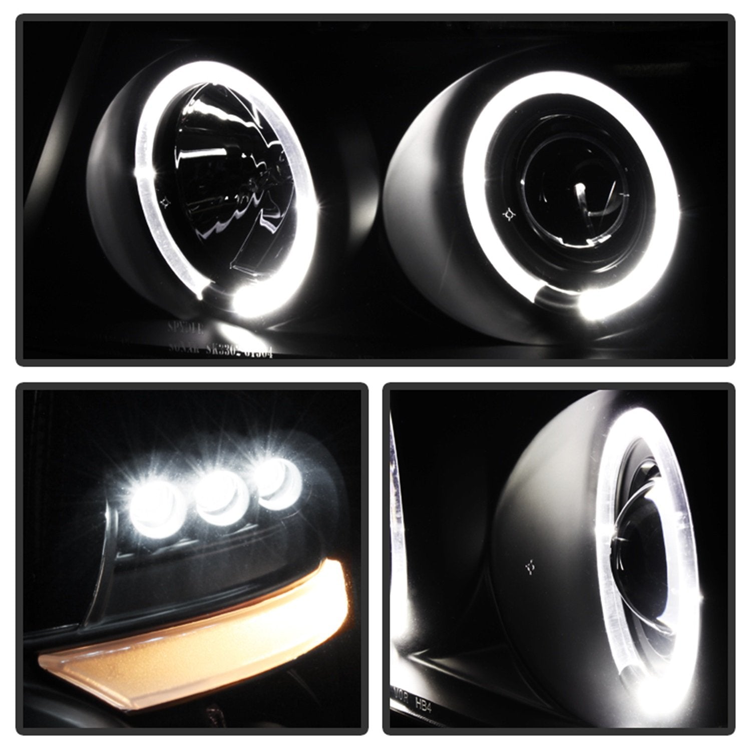 Ford F150 04-08 Spyder 5078421 Projector Headlights - Version 2 - LED Halo - LED (Replaceable LEDs) - Black Smoke - High H1 - Low 9006